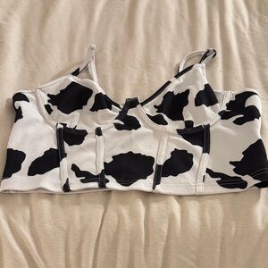 SHEIN Black and White Cow Print Camisole